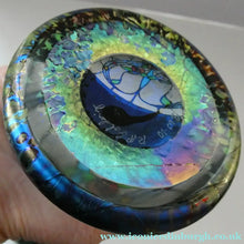 Load image into Gallery viewer, Tiffany Style Okra Glass Vase. Signed - Blue Glass with Cherry Blossom 
