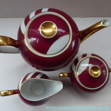 Load image into Gallery viewer, 1950s Polish Cmielow Harlequin Pattern Teapot, Milk Jug and Sugar Bowl
