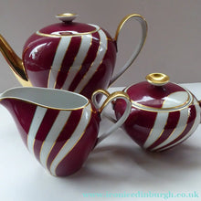 Load image into Gallery viewer, 1950s Polish Cmielow Harlequin Pattern Teapot, Milk Jug and Sugar Bowl

