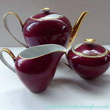 Load image into Gallery viewer, 1950s Polish Cmielow Harlequin Pattern Teapot, Milk Jug and Sugar Bowl
