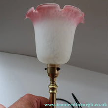 Load image into Gallery viewer, Stylish 1920s / 1930s Decorative Brass Table Lamp with Glass Shade. Re-wired
