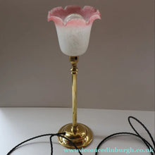 Load image into Gallery viewer, Stylish 1920s / 1930s Decorative Brass Table Lamp with Glass Shade. Re-wired
