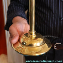 Load image into Gallery viewer, Stylish 1920s / 1930s Decorative Brass Table Lamp with Glass Shade. Re-wired
