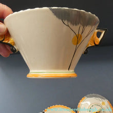Load image into Gallery viewer, Stylish 1930s Art Deco Lidded Serving Bowl &amp; Plate BURLEIGH WARE. Rare Handpainted DAWN Pattern
