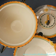 Load image into Gallery viewer, Stylish 1930s Art Deco Lidded Serving Bowl &amp; Plate BURLEIGH WARE. Rare Handpainted DAWN Pattern
