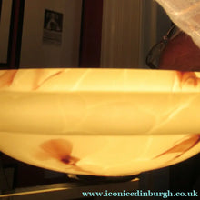 Load image into Gallery viewer, Vintage 1930s Art Deco Pendant Light Fitting. Chrome, Bakelite and Three Glass Shades
