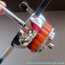 Load image into Gallery viewer, Vintage 1930s Art Deco Pendant Light Fitting. Chrome, Bakelite and Three Glass Shades
