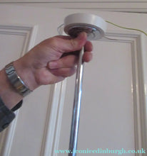 Load image into Gallery viewer, Vintage 1930s Art Deco Pendant Light Fitting. Chrome, Bakelite and Three Glass Shades
