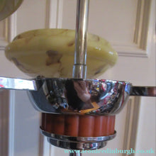 Load image into Gallery viewer, Vintage 1930s Art Deco Pendant Light Fitting. Chrome, Bakelite and Three Glass Shades

