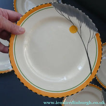 Load image into Gallery viewer, 1930s Art Deco Set of Six Side Plates BURLEIGH WARE. Rare Handpainted DAWN Pattern . 8 inches diameter
