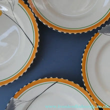 Load image into Gallery viewer, 1930s Art Deco Set of Six Side Plates BURLEIGH WARE. Rare Handpainted DAWN Pattern . 8 inches diameter
