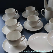 Load image into Gallery viewer, Stylish 1960s Danish Complete ROYAL COPENHAGEN Coffee Set. Six Settings Plus Side Plates. WHEAT Pattern
