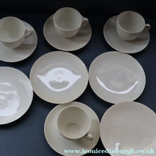 Load image into Gallery viewer, Stylish 1960s Danish Complete ROYAL COPENHAGEN Coffee Set. Six Settings Plus Side Plates. WHEAT Pattern
