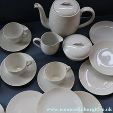Load image into Gallery viewer, Stylish 1960s Danish Complete ROYAL COPENHAGEN Coffee Set. Six Settings Plus Side Plates. WHEAT Pattern

