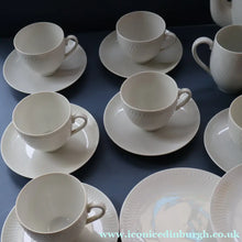 Load image into Gallery viewer, Stylish 1960s Danish Complete ROYAL COPENHAGEN Coffee Set. Six Settings Plus Side Plates. WHEAT Pattern
