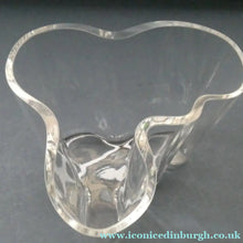 Load image into Gallery viewer, Stylish 1960s FINNISH Shallow Clear Glass SAVOY Vase. Iconic Mid Century Design by Alvar Aalto for Iittala, Finland. With acid etched signature
