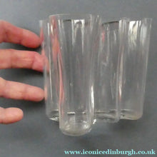 Load image into Gallery viewer, Stylish 1960s FINNISH Shallow Clear Glass SAVOY Vase. Iconic Mid Century Design by Alvar Aalto for Iittala, Finland. With acid etched signature
