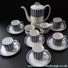 Load image into Gallery viewer, Stylish 1960s SUSIE COOPER for WEDGWOOD. Complete Bone China Coffee Set. Rare MERCURY Pattern. All Perfect

