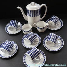 Load image into Gallery viewer, Stylish 1960s SUSIE COOPER for WEDGWOOD. Complete Bone China Coffee Set. Rare MERCURY Pattern. All Perfect
