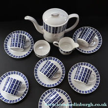 Load image into Gallery viewer, Stylish 1960s SUSIE COOPER for WEDGWOOD. Complete Bone China Coffee Set. Rare MERCURY Pattern. All Perfect
