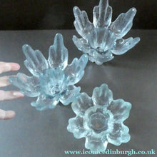 Load image into Gallery viewer, Three Vintage Flair Candle Holders Ravenhead Crystal / Glass 1970s
