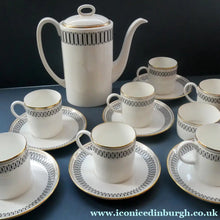 Load image into Gallery viewer, Stylish 1970s SUSIE COOPER for WEDGWOOD. Complete Bone China Coffee Set. COLOSSEUM Pattern
