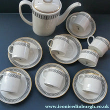 Load image into Gallery viewer, Stylish 1970s SUSIE COOPER for WEDGWOOD. Complete Bone China Coffee Set. COLOSSEUM Pattern
