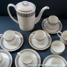 Load image into Gallery viewer, Stylish 1970s SUSIE COOPER for WEDGWOOD. Complete Bone China Coffee Set. COLOSSEUM Pattern
