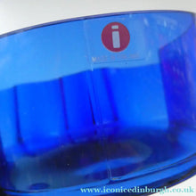 Load image into Gallery viewer, 1994 FINNISH Shallow Blue Glass SAVOY Vase. Iconic Mid Century Design by Alvar Aalto for Iittala, Finland. With acid etched signature (B)
