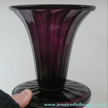 Load image into Gallery viewer, Stylish 1909 James POWELL for Whitefriars Glass Fluted Amethyst Vase. Trumpet Shaped.  5 inches
