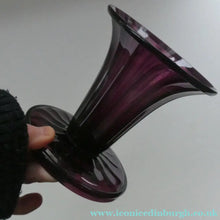Load image into Gallery viewer, Stylish 1909 James POWELL for Whitefriars Glass Fluted Amethyst Vase. Trumpet Shaped.  5 inches
