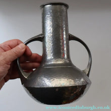 Load image into Gallery viewer, Stylish Arts and Crafts Pewter Twin Handled Vase by Walker &amp; Co. 8 inches in height
