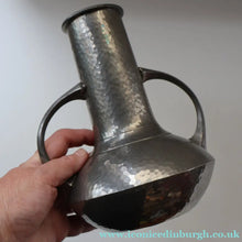 Load image into Gallery viewer, Stylish Arts and Crafts Pewter Twin Handled Vase by Walker &amp; Co. 8 inches in height
