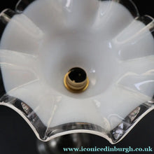 Load image into Gallery viewer, Stylish Early 20th Century Bronze Table Lamp with White Glass Shade with Frilled Edge. REWIRED

