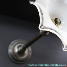 Load image into Gallery viewer, Stylish Early 20th Century Bronze Table Lamp with White Glass Shade with Frilled Edge. REWIRED


