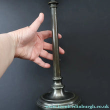 Load image into Gallery viewer, Stylish Early 20th Century Bronze Table Lamp with White Glass Shade with Frilled Edge. REWIRED

