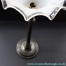 Load image into Gallery viewer, Stylish Early 20th Century Bronze Table Lamp with White Glass Shade with Frilled Edge. REWIRED

