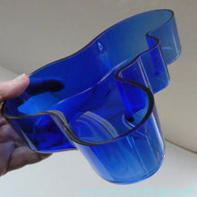 Load image into Gallery viewer, FINNISH 1994 Shallow Blue Glass SAVOY Vase. Iconic Mid Century Design by Alvar Aalto for Iittala, Finland. With acid etched signature 
