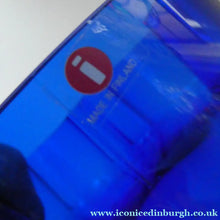 Load image into Gallery viewer, FINNISH 1994 Shallow Blue Glass SAVOY Vase. Iconic Mid Century Design by Alvar Aalto for Iittala, Finland. With acid etched signature 
