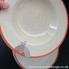 Load image into Gallery viewer, Art Deco 1930s Royal Doulton Orange Red Tango Pattern Soup Bowls or Dishes
