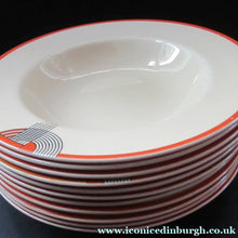 Load image into Gallery viewer, Art Deco 1930s Royal Doulton Orange Red Tango Pattern Soup Bowls or Dishes
