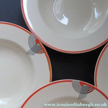 Load image into Gallery viewer, Art Deco 1930s Royal Doulton Orange Red Tango Pattern Soup Bowls or Dishes
