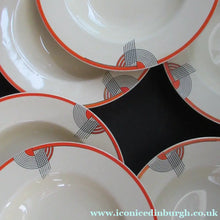 Load image into Gallery viewer, Art Deco 1930s Royal Doulton Orange Red Tango Pattern Soup Bowls or Dishes
