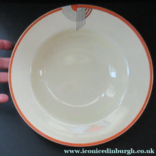 Load image into Gallery viewer, Art Deco 1930s Royal Doulton Orange Red Tango Pattern Soup Bowls or Dishes
