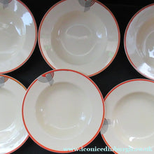 Load image into Gallery viewer, Art Deco 1930s Royal Doulton Orange Red Tango Pattern Soup Bowls or Dishes

