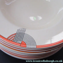 Load image into Gallery viewer, Art Deco 1930s Royal Doulton Orange Red Tango Pattern Soup Bowls or Dishes
