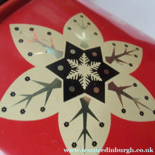 Load image into Gallery viewer, Vintage 1950s Sweets Tin. Abstract Atomic Designs. Snowflake and Aquarium
