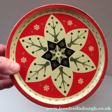Load image into Gallery viewer, Vintage 1950s Sweets Tin. Abstract Atomic Designs. Snowflake and Aquarium
