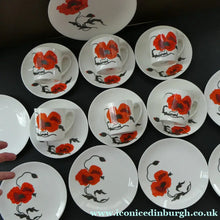 Load image into Gallery viewer, Susie Cooper Six Trios: Cups, Saucers and Sides Plates Cornpoppy Wedgwood
