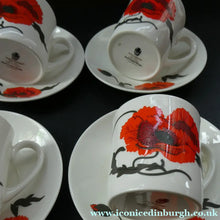 Load image into Gallery viewer, Susie Cooper Six Trios: Cups, Saucers and Sides Plates Cornpoppy Wedgwood
